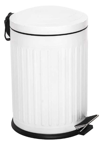 5-12- 16 Lt Vintage Serisi Amortisör Kapaklı Çöp Kovası (Banyo - Mutfak - Tuvalet - Balkon) (Beyaz, 5 Litre)