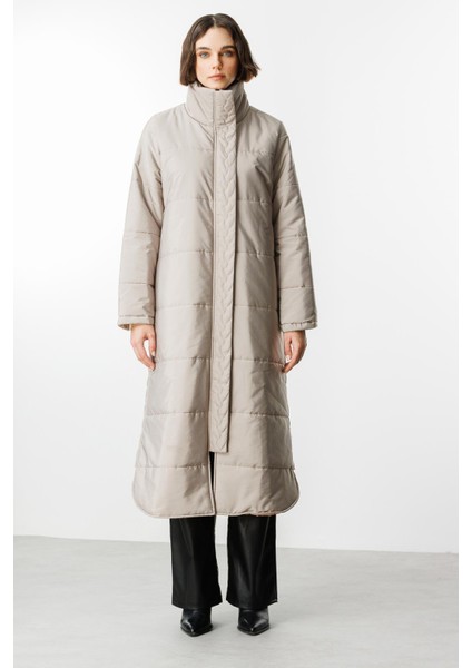 Saç Örgü Kapitone Içi Polar Kaplı Hafif Gündelik Kullanıma Uygun Kaban Manto-Taş fiyatları