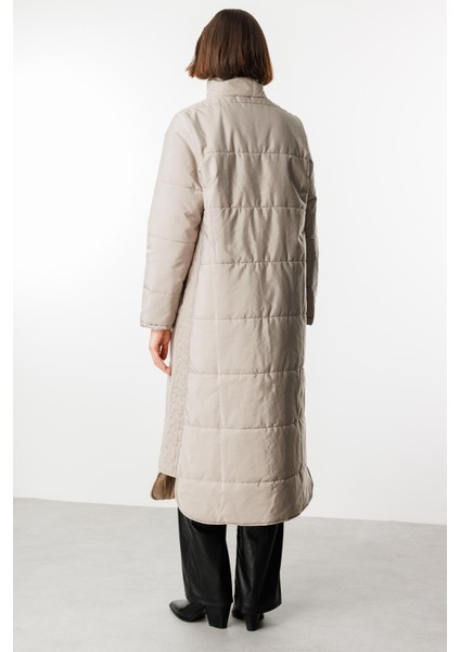 Saç Örgü Kapitone Içi Polar Kaplı Hafif Gündelik Kullanıma Uygun Kaban Manto-Taş fırsatları