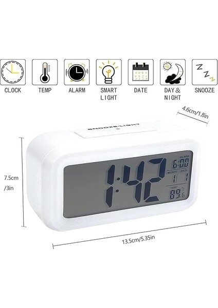 Dijital Çalar Saat Büyük LED Ekranlı Başucu Saati 12/24 Erteleme Gece Lambası, Tarih Takvimli Yatak Odası Ev Ofis Için (Beyaz) modelleri
