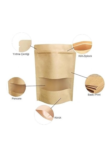 Pencereli Kağıt Doypack 11X18,5 cm 50 Adet fiyatları