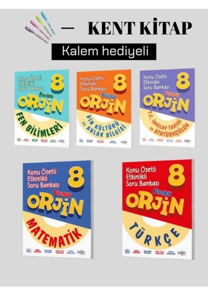 Orjin 8.sınıf Fen B.-Din K.- Inkılap - Matematik - Türkçe Konu Özetli Soru Bankaları Set
