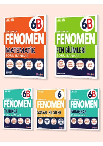 Fenomen 6. Sınıf 5'li Set 2025 (Matematikb, Fenb, Türkçeb, Sosyal, Paragrafb)