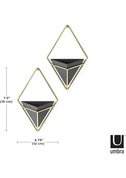 Trigg Duvar Vazosu ve Geometrik Dekoasyon, Oda Bitkileri, Sukulentler, Hava Bitkileri, Kaktüs, Yapay Bitkiler ve Daha Fazlası Için Saksı, Siyah/pirinç, 2'li Set, Küçük modelleri