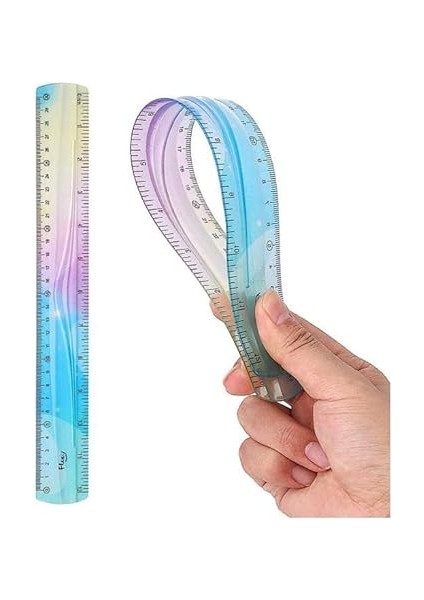 Cetvel 30 cm Silikonlu Gökkuşağı 1 Adet Flexible Silikonlu Cetvel Büro Okul Sınıf