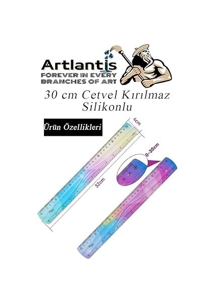 Cetvel 30 cm Silikonlu Gökkuşağı 1 Adet Flexible Silikonlu Cetvel Büro Okul Sınıf modelleri