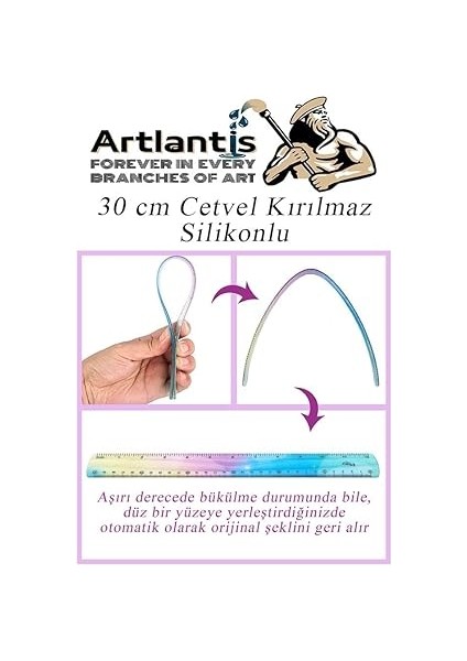 Cetvel 30 cm Silikonlu Gökkuşağı 1 Adet Flexible Silikonlu Cetvel Büro Okul Sınıf fırsatları