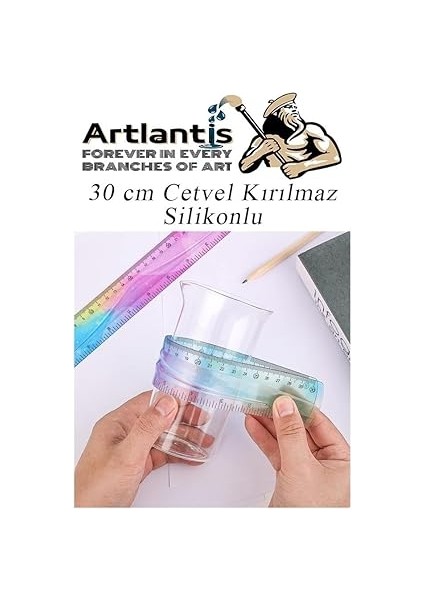 Cetvel 30 cm Silikonlu Gökkuşağı 1 Adet Flexible Silikonlu Cetvel Büro Okul Sınıf indirimleri