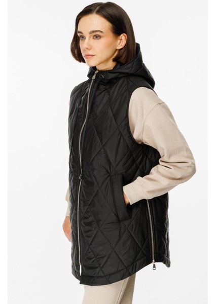 Zipper Yan ve Ön Özel Fermuar Detaylı Zamansız Yelek-Siyah fırsatları