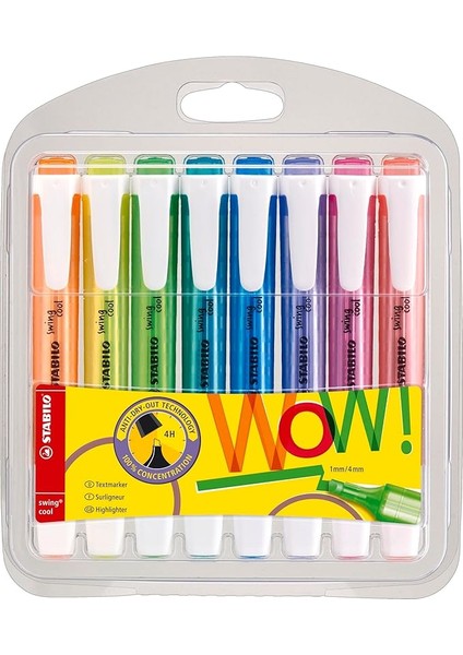 Swing Cool Fosforlu Kalem - Çeşitli Renklerde, 8'li Cüzdan