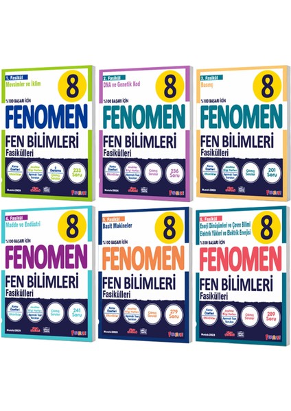 8.sınıf Fenomen Fen Bilimleri Fasikülleri / 6 Kitap - Konu Özetli Etkinlikli - Anahtar Bilgiler