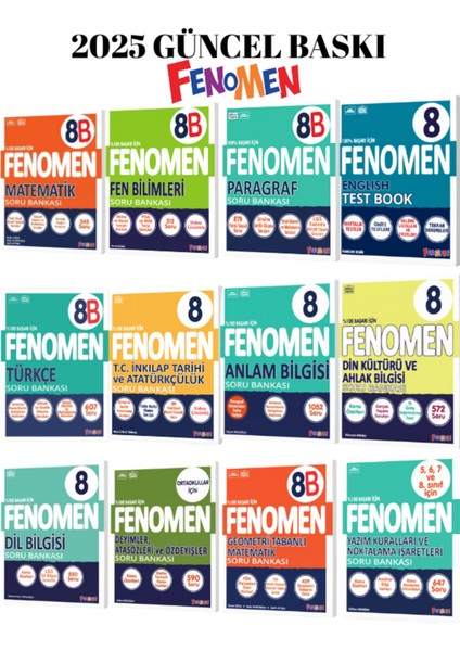 fenomen 8.sınıf B Serisi Süper Ideal Set 12 Kitap