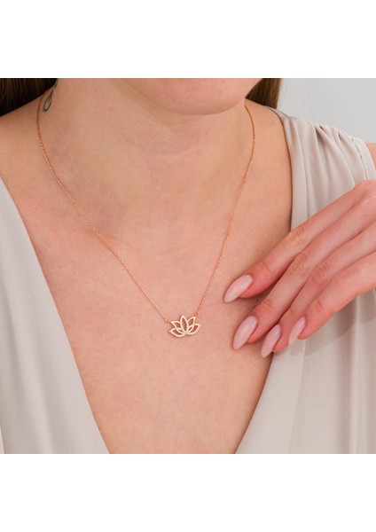 lotus Çiçeği Rose Gümüş Kolye modelleri