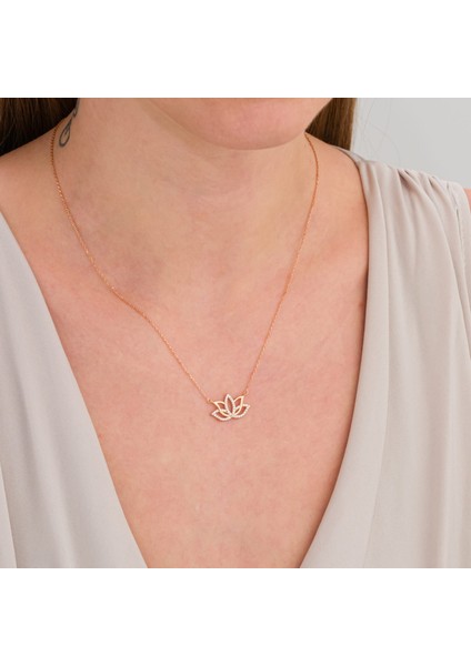 lotus Çiçeği Rose Gümüş Kolye indirimleri