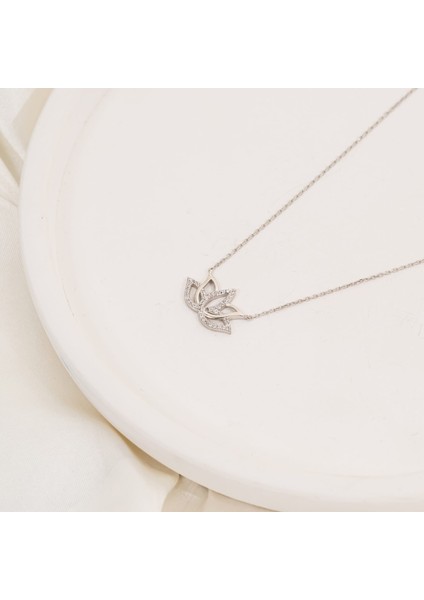 lotus Çiçeği Rose Gümüş Kolye
