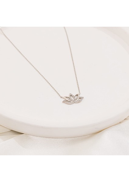 lotus Çiçeği Rose Gümüş Kolye