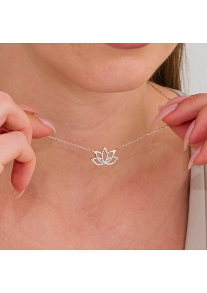 lotus Çiçeği Rose Gümüş Kolye