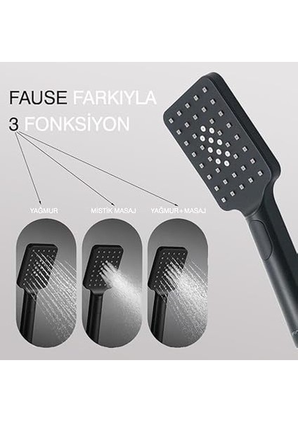 Mafsallı El Duş Takımı 3 Fonksiyonlu KMS122 (Siyah) fiyatları