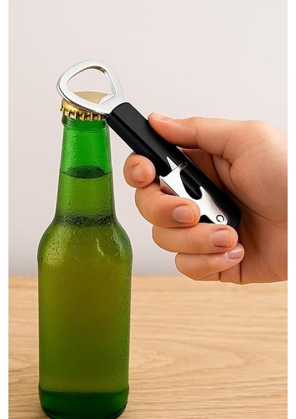 Store Paslanmaz Çelik Türbişonlu Şarap ve Şişe Açacağı – Ergonomik Kolu ve Dişli Mekanizmalı, Kolay Kullanım, (Siyah) fırsatları