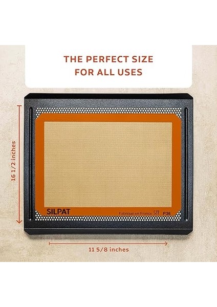 Backmatte Premium Antihaft-Silikon-Backmatte 11-5/8" x 16-1/2" Schwarz fırsatları