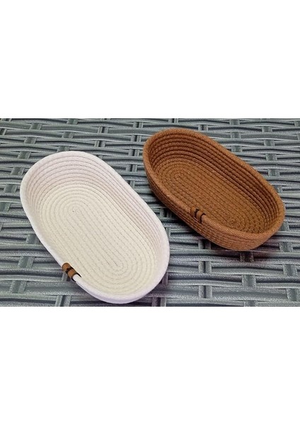 Ev Banyo Oval Hasır Sepet Krem&kahve Jüt Kordon Ip Örme Dikiş Çok Amaçlı Havlu Düzenleyici Organizer