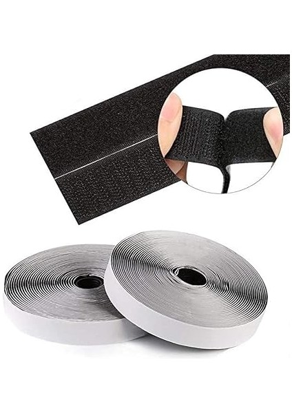 2 cm 25 Metre Cırt Bant Arkası Yapışkanlı Şerit Cırt Cırtlı Bant (Siyah) indirimleri
