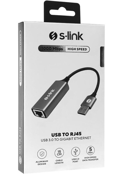 SW-U334 Gri Metal USB 3.0 To RJ45 10/100/1000MBPS Gigabit Adaptör modelleri