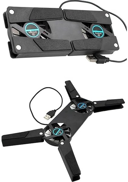 Ultra Küçük Katlanabilir Dizüstü Bilgisayar Soğutucu, Şık Tasarım, 2 Fan, USB Bağlantılı, Siyah Plastik Ayaklar modelleri