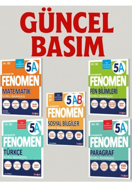 5. Sınıf Matematik - Fen Bilimleri - Türkçe - Paragraf - Sosyal Bilgiler (A) Set Soru Bankaları