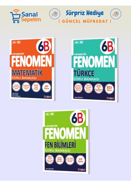 6. Sınıf Matematik + Türkçe + Fen Bilimleri (B Set) Soru Bankaları