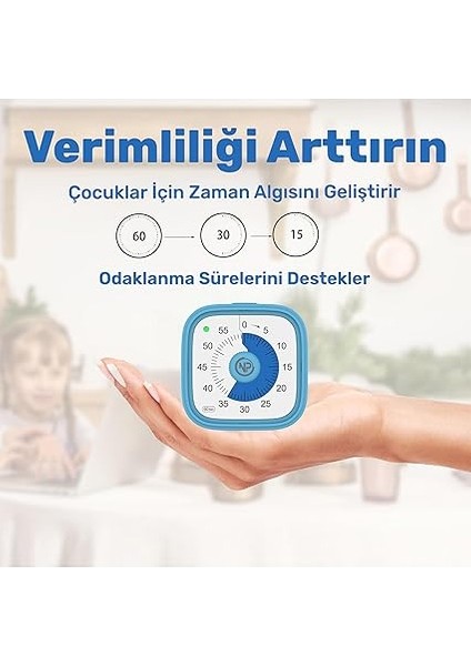 Mutfak,ders,yemek Için 60DK Analog Alarm Zamanlayıcı,pomodoro Öğrenci Motivasyon Saati (Mavi) fırsatları