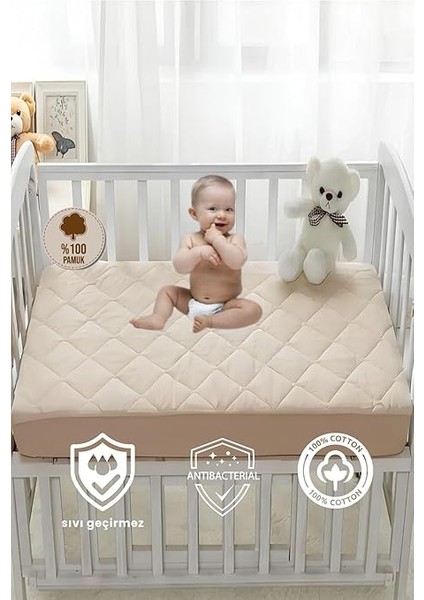Pamuk Renkli Kapitone Fitted Su Sıvı Geçirmez Bebek-Çocuk Alezi, Park Yatak Beşik Yatak Alezi (Kahverengi, 70 x 110) fiyatları