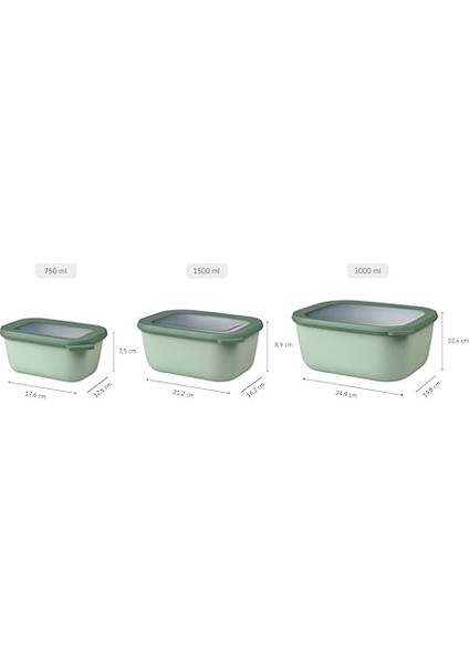 - Multi Bowl Cirqula Rectangular - Kapaklı Saklama Kabı - Buzdolabı Için Hava Geçirmez Saklama Kutusu, Mikrodalga Fırın Kabı ve Saklama Kabı Olarak Uygundur - 750 ml - Nordic Green modelleri