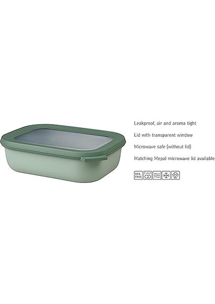 - Multi Bowl Cirqula Rectangular - Kapaklı Saklama Kabı - Buzdolabı Için Hava Geçirmez Saklama Kutusu, Mikrodalga Fırın Kabı ve Saklama Kabı Olarak Uygundur - 750 ml - Nordic Green fırsatları