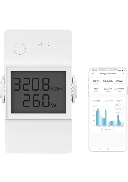 POWR320D Elite Akıllı Şalter, Güç Ölçerli, 20 A Wifi Akıllı Anahtar, LCD Dijital Enerji Sayacı, Aşırı Yük Koruması, Akım Ölçer, Alexa/google Home ile Uyumlu