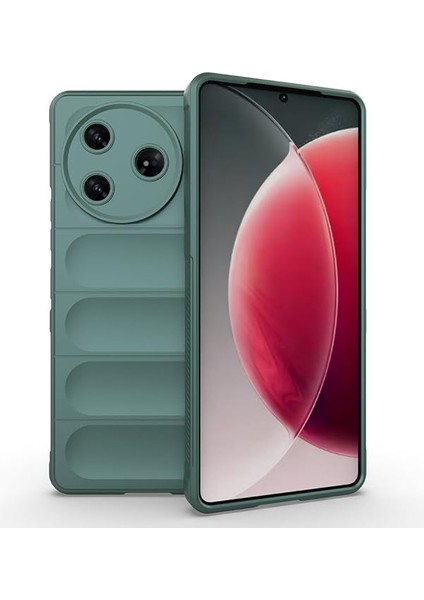 Tecno ile Uyumlu Camon 30 Pro 5g Kılıf Esnek Tpu Oyuklu Arka Yüzey Tasarımlı Zore Etnik Silikon Kapak Koyu Yeşil