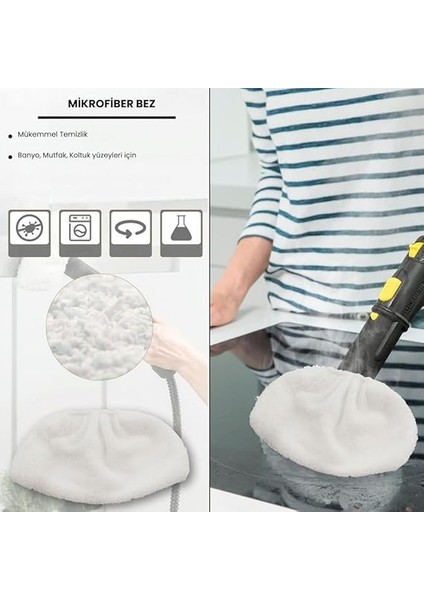 Sc3, Sc4, Sc5 Easyfix Buharlı Temizleme Makinesi ile Uyumlu Mikrofiber Bez Seti 2'li fırsatları