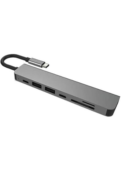 Macbook Pro Huawei Dell Uyumlu Type C To 4K HDMI + USB 3.0 + Sd/tf + Pd + Type-C, Taşınabilir 7in1 Adaptör fırsatları