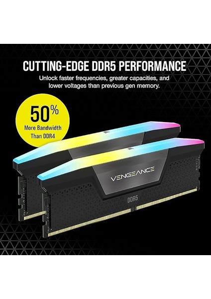 Vengeance Rgb Ddr5 Ram 32GB (2X16GB) 7200MHZ CL34 Intel Xmp Icue Uyumlu Bilgisayar Belleği - Siyah (CMH32GX5M2X7200C34) modelleri