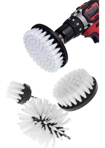 Matkap Temizlik Fırça Seti Banyo Mutfak Oto Jant Koltuk Halı Fayans Temizleme Fırça Kiti 3lü