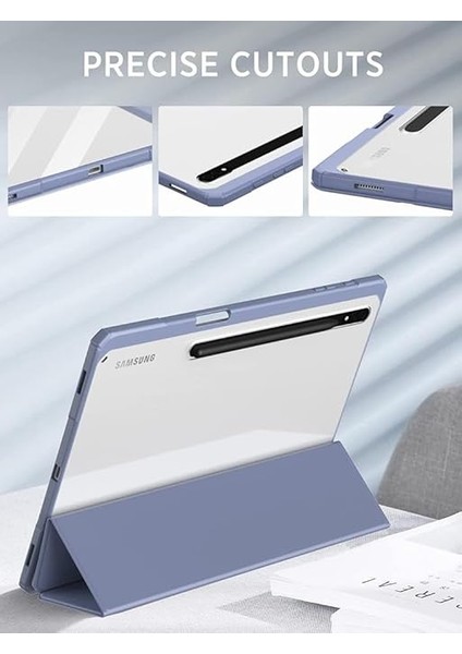 Galaxy Tab S9 Fe / S9 11INÇ ile Uyumlu Kılıf Grafiti Şeffaf Kalem Bölmeli X710 X716 X718 X510 X516 Lavendery Gray modelleri