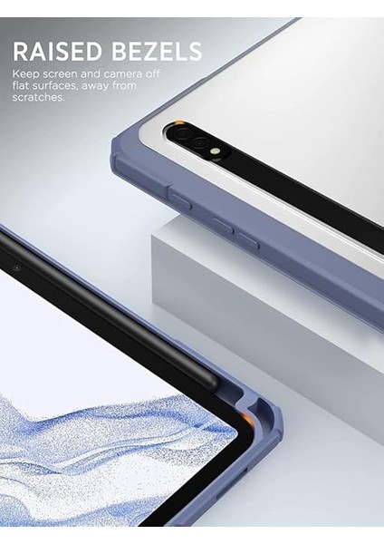 Galaxy Tab S9 Fe / S9 11INÇ ile Uyumlu Kılıf Grafiti Şeffaf Kalem Bölmeli X710 X716 X718 X510 X516 Lavendery Gray fırsatları