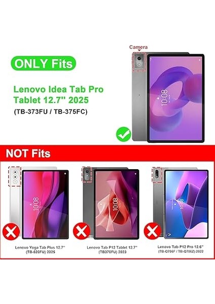 Lenovo Idea Tab Pro 12,7 Inç 2025 (TB-373FU/ TB-375FC) ile Uyumlu Kılıf Üçgen Tri Folding Kalem Bölmeli Standlı Kılıfı (Siyah) fiyatları