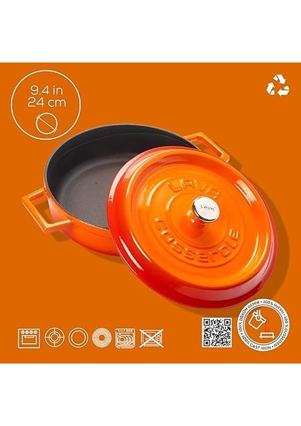 Döküm Çok Amaçlı Yayvan Tencere 24 cm Turuncu - Lv Y St 24 K2 fırsatları