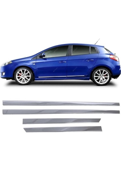 Krom Yan Kapı Koruma Çıtası 4 Kapı 4 Parça Fiat Bravo 2006 ve Üzeri Için