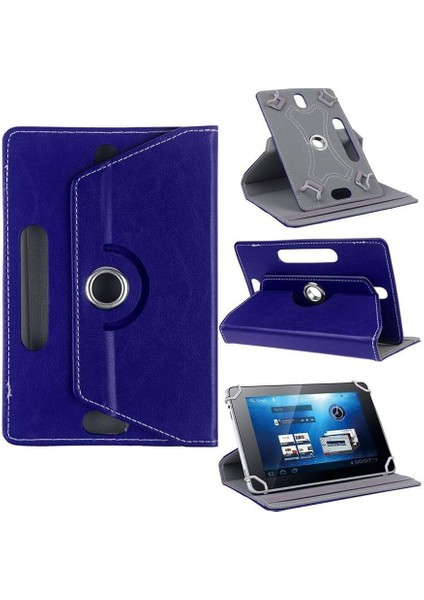 Lacivert Casper Vıa S48 Tablet Kılıf Deri Standlı Dönerli Universal 8 Inç