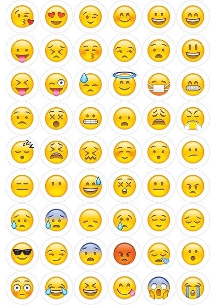 Major Selection 2 cm 54 Adet Yuvarlak Emoji Sticker Etiket Laptop Defter Kutu Hediye Paketleme Parti Hediyeleri