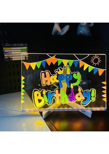 20X20 LED Işıklı Yazı Çizim Tahtası Ayarlanabilir Stant ve Hediye 7 Keçeli Kalem fırsatları