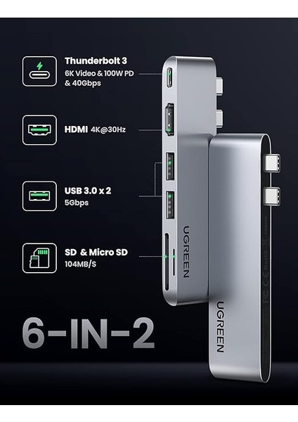 Macbook Pro Air Için Thunderbolt 3 Type-C HDMI USB 3.0 Tf Sd Kart Okuyucu Hub Adaptör fiyatları