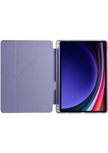 Galaxy Tab S9 Fe X510 X516 ile Uyumlu Kılıf Kalem Bölmeli Trifolding Case Lavendery Gray modelleri